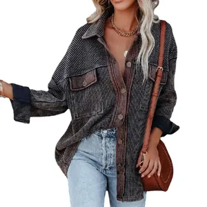 Vorgewaschene Damen Strickjacke mit Waffelstruktur, Reverskragen und Knopfleiste