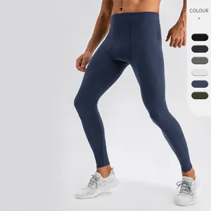 Herren Atmungsaktive Yoga Leggings Hohe Taille Elastische Training Kompressionshose Weiche Sporttights Nylon Elasthan Hose