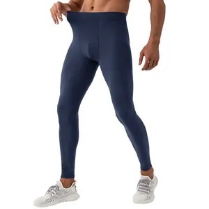 Marineblaue Herren-Kompressions-Leggings mit hoher Taille für Yoga und sportliches Training
