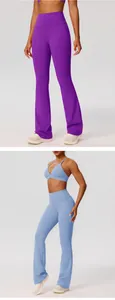 Tweeledige yogaset met sportbeha en uitlopende broek met hoge taille