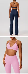 Professionele tweedelige yogaset met sportbeha en uitlopende legging met hoge taille