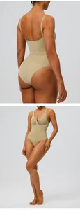 Seamless compression bodysuit shapewear with front zipper and adjustable straps