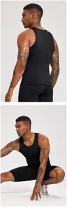 Detailed view showing the front zipper and back fit of a men's black compression fitness vest