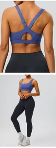 Vues détaillées du soutien-gorge de sport à bretelles en Y à fort impact pour fitness