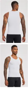 Front zipper men's compression tank top for body shaping and athletic fitness training