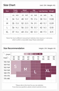 Πλήρης οδηγός μεγεθών για γυναικεία σορτς γιόγκα με προτάσεις ύψους και βάρους.