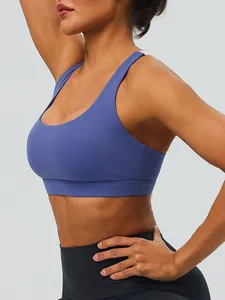 Soutien-gorge de sport violet à impact élevé pour femmes avec bretelles réglables