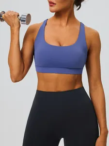Soutien-gorge de sport bleu à fort impact pour le running le fitness et le yoga