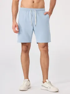 Pantalones cortos deportivos para hombre con cordón, azul claro transpirable para verano