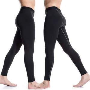 Side view detail of black winter fleece-lined sports compression training leggings