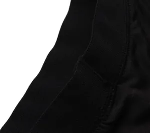 Close-up of high-quality stitching and breathable fabric on black sports pants