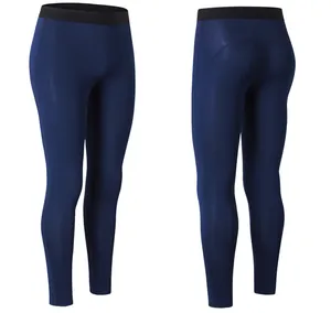 Front and back detail of women's navy blue fleece-lined yoga pants with black waistband