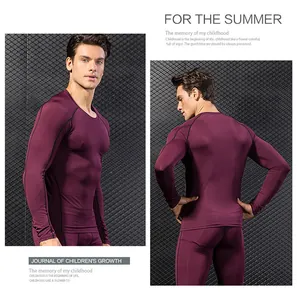 Front and back detail view of men's burgundy compression gym suit with quick-dry fabric.