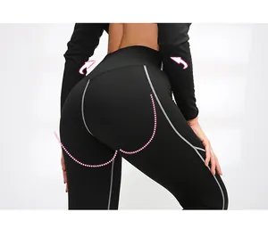 Close-up back view of women's black high waist yoga leggings with butt-lift design.