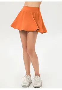 Falda pantalón deportiva naranja para mujer, secado rápido para tenis y yoga