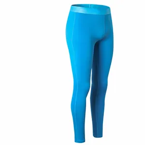 Blue fleece-lined yoga pants for women, quick-dry thermal compression fitness leggings