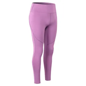 High-waisted purple yoga leggings for women with elastic fitness design for running