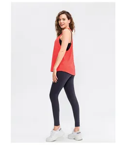 Rood los yoga hemdje voor dames, vochtafvoerende en ademende fitness cover-up van hoge kwaliteit