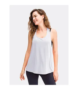 Loszittende yoga tanktop voor dames in lichtpaars voor ademende hardloop workouts