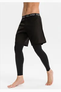 Detailansicht der doppellagigen Sport-Leggings für Herren mit PRO YEL Elastikbund