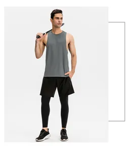 Detail view of men's loose breathable quick-dry sports tank top for gym and running