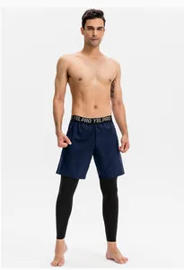Herren 2-in-1 Sport-Leggings mit Kompressionshose für Fitness und Basketballtraining.