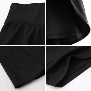 Primer plano de falda pantalón deportiva con detalles de costuras y forro interior suave.