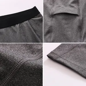 Detailaufnahmen von Herren-Kompressionsshorts mit Nähten und Tasche, schnell trocknend