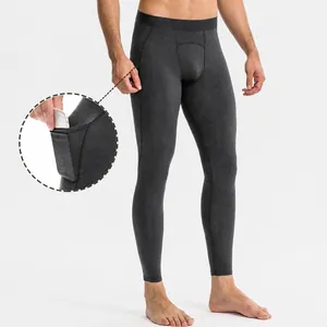 Herren Schnelltrocknende Fitness-Tight-Hose Mit Seitentasche Atmungsaktive Polyester-Elastan-Elastische Workout-Lauf-Trainingshose Für Herren