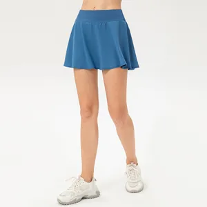 Falda pantalón deportiva azul de secado rápido para mujer para tenis yoga y entrenamiento