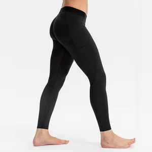 Schnelltrocknende Kompressions-Leggings für Herren mit Seitentaschen für Fitness