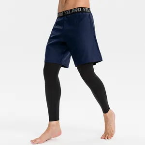 Herren 2-in-1 schnelltrocknende Kompressions-Sporthose für Basketball und Fitness