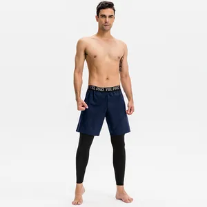 Herren Sport Fake-Zweiteiler Hose für Basketballtraining und elastische Fitness
