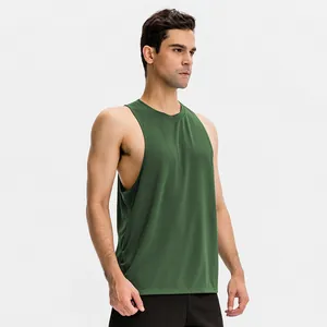 Professional men's loose sports tank top for gym and basketball, breathable green fabric