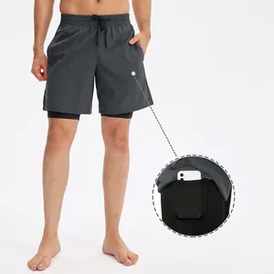 Men's 2-in-1 Athletic Workout Shorts Double Layer Running Gym Training Shorts High Elastic Quick Dry Active Bottoms For Men