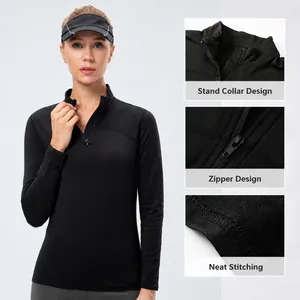Γυναικείο αθλητικό τοπ με fleece επένδυση μισό φερμουάρ και όρθιο γιακά για γιόγκα