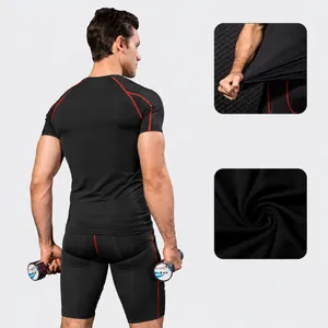 Heren compressie fitness set met sneldrogende en zeer elastische stofkenmerken