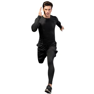 Herren Fitness-Set mit Kompressionsshirt und 2-in-1 Laufleggings, schnelltrocknend