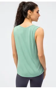 Back view of women's loose mint green breathable quick-dry yoga tank top for running