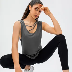 Women's breathable quick-dry loose yoga vest for running and professional gym workout