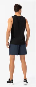 Back view of men's loose quick-dry athletic running shorts with elastic waist