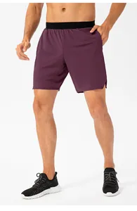 Pantalones cortos deportivos morados de secado rápido para hombre para correr y gym