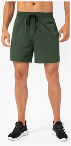 Front view of men's quick-dry green athletic shorts with elastic drawstring waist