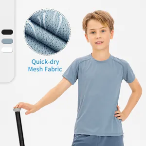Maglietta Sportiva da Ragazzo ad Asciugatura Rapida Sensazione di Freschezza Mesh Traspirante Manica Raglan per Bambini