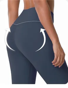Close-up of high-waisted butt-lifting yoga leggings showing compression fabric