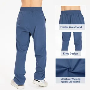 Kids loose quick-dry sports pants in blue nylon for running and casual wear