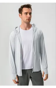 Lightweight nylon ice silk sun protection hoodie for men outdoor sports and hiking