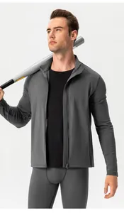 Men's thermal slim fit athletic zip-up jacket for outdoor running and fitness