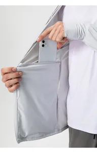 Detailed macro view showing the internal security pocket of the UV protection sun jacket