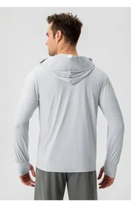 Back view of lightweight men's ice silk sun protection hoodie for cycling and hiking